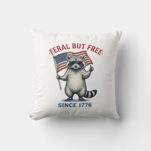 Feral But Free Patriotic Racoon Vintage Shirt Des Cushion
