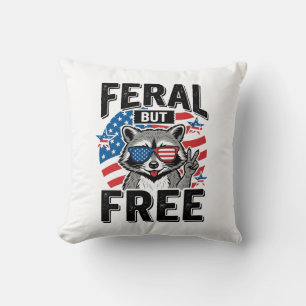 Feral But Free Patriotic Racoon Vintage Shirt Des Cushion