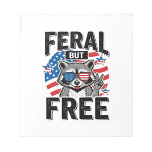 Feral But Free Patriotic Racoon Vintage Shirt Des Notepad