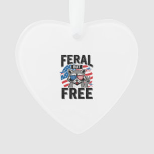 Feral But Free Patriotic Racoon Vintage Shirt Des Ornament