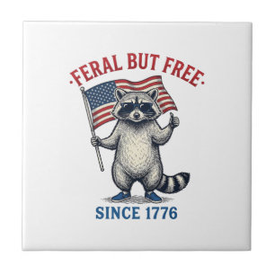 Feral But Free Patriotic Racoon Vintage Shirt Des Tile