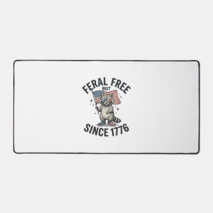 Feral But Free Since 1776 Racoon Patriotic Shirt Desk Mat
