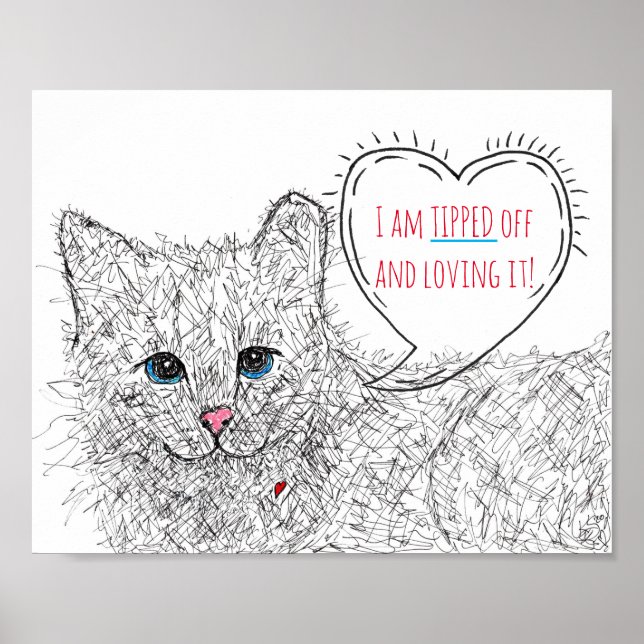 Feral Cat Illustration with Tipped Ear Poster (Front)