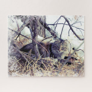 Feral Cat in Winter Photo Art Jigsaw Puzzle