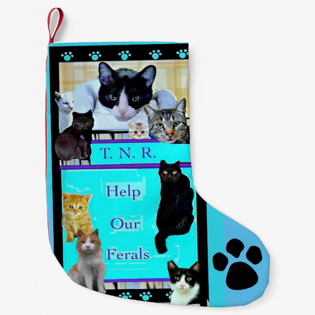 Feral Cat - TNR-  Art   - Personalise Small Christmas Stocking (Front)