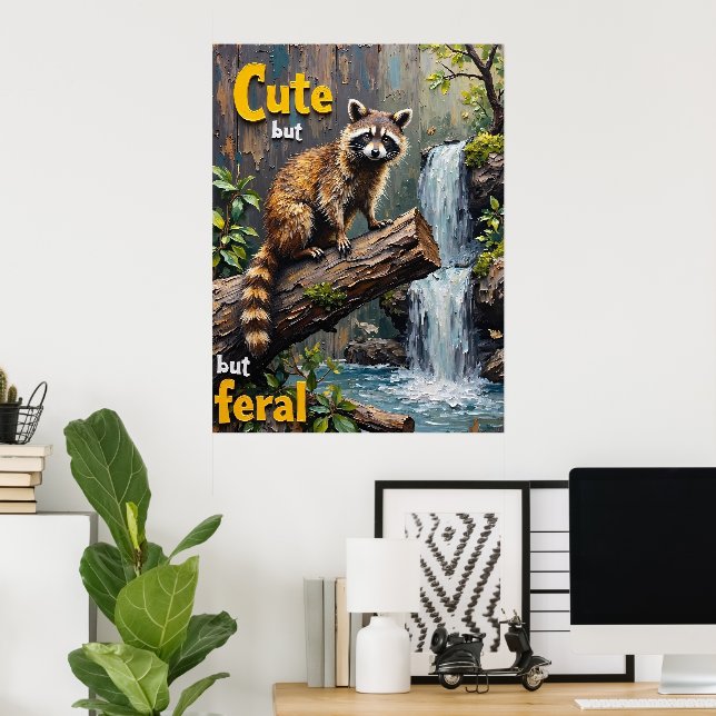 Feral Charm: A Racoon's Portrait Poster (Home Office)
