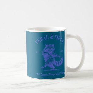Feral Fifty 50th Birthday Raccoon Graphic Art Coffee Mug
