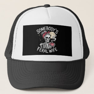 Feral Funny Coffee Lovers Drinking Skull Joke Trucker Hat