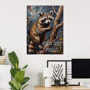 Feral Gaze: Racoon in the Bare Woods Poster