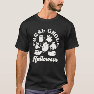 Feral Ghoul Halloween Cats Ghost Costume Funny T-Shirt
