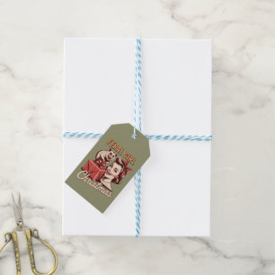 Feral Girl Christmas Opossum Xmas Trashy Retro Gift Tags