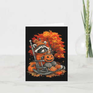 Feral Girl Fall Raccoon Halloween Pumpkin Raccoon  Card