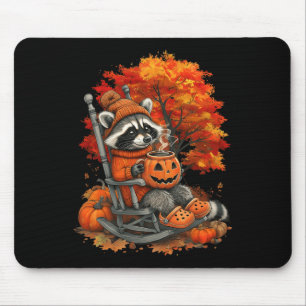 Feral Girl Fall Racoon Halloween Pumpkin Racoon  Mouse Mat