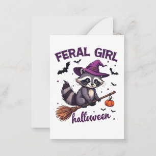 Feral Girl Halloween Spooky Racoon Witch Gift Card