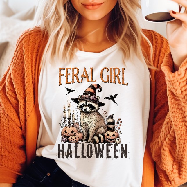 Feral Girl Halloween Vintage Racoon  T-Shirt (Creator Uploaded)