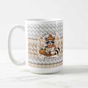 Feral Girl Racoon Sweater Fall Autumn Coffee Mug