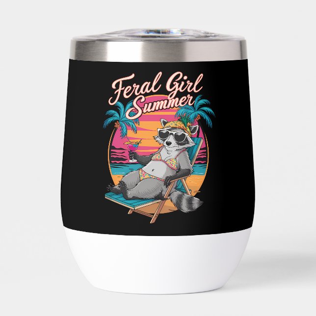 Feral Girl Summer Beach Funny Racoon (Front)