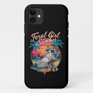 Feral Girl Summer Beach Funny Racoon iPhone 11 Case