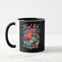 Feral Girl Summer Beach Funny Racoon