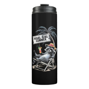 Feral Girl Summer Beach Funny Racoon Thermal Tumbler