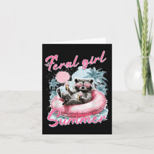 Feral Girl Summer Funny Meme Feral Racoon Summer  Card