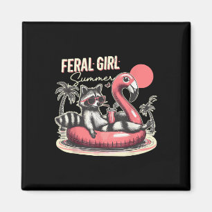 Feral Girl Summer Funny Meme Feral Racoon Summer Magnet