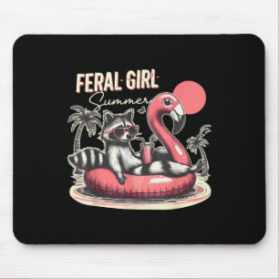Feral Girl Summer Funny Meme Feral Racoon Summer Mouse Mat