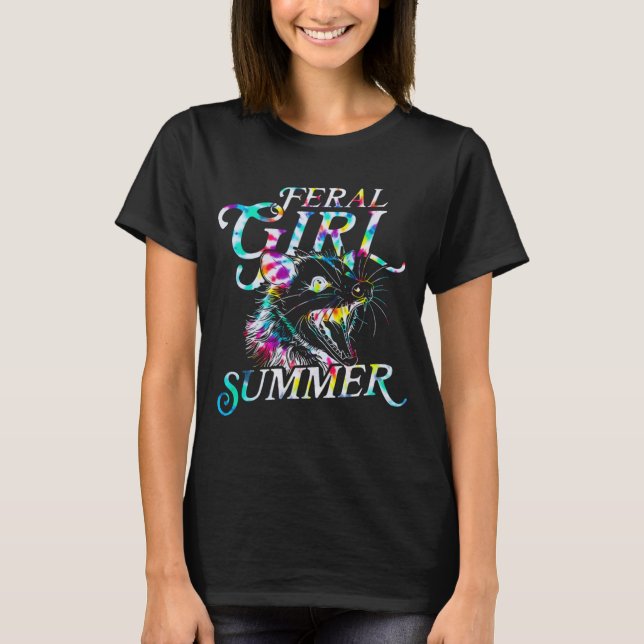 feral girl summer funny possum tie dye  T-Shirt (Front)