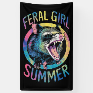 Feral Girl Summer Opossum Tie Dye Racoon Banner