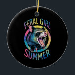 Feral Girl Summer Opossum Tie Dye Racoon Ceramic Tree Decoration<br><div class="desc">Feral Girl Summer Opossum Tie Dye Racoon</div>