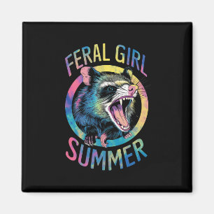 Feral Girl Summer Opossum Tie Dye Racoon Magnet