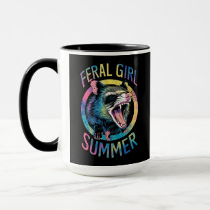 Feral Girl Summer Opossum Tie Dye Racoon Mug