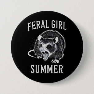 Feral Girl Summer Opossum Vintage 7.5 Cm Round Badge