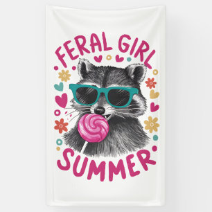 Feral Girl Summer Opossum Vintage Banner