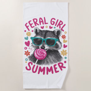 Feral Girl Summer Opossum Vintage Beach Towel