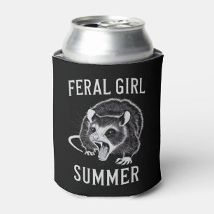 Feral Girl Summer Opossum Vintage Can Cooler