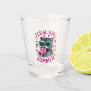Feral Girl Summer Opossum Vintage Shot Glass