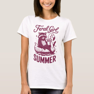 Feral Girl Summer Raccoon Vacay Trash Panda Summer T-Shirt
