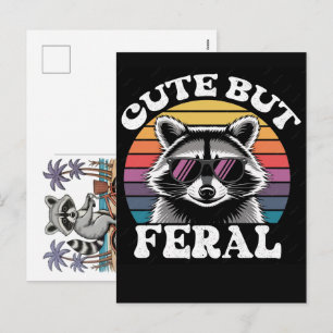 Feral Girl Summer Racoon Beach Vibes Wild Coastal Holiday Postcard