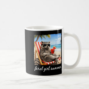 Feral girl summer racoon funny meme women girl coffee mug