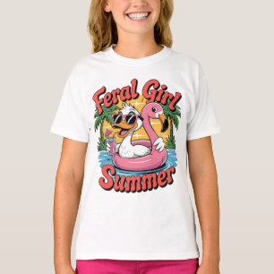 Feral Girl Summer Racoon Relaxation Funny T-Shirt