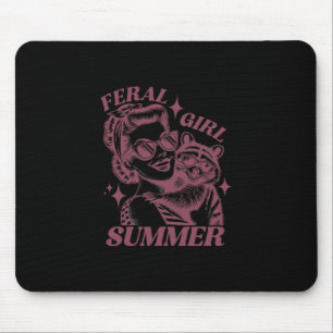Feral Girl Summer Trash Panda Cute Raccoon Summer  Mouse Mat