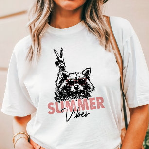 Feral Girl Summer Vibes Racoon Tri-Blend Shirt