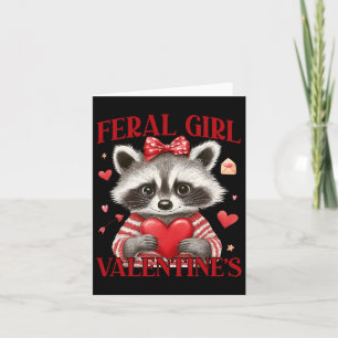 Feral Girl Valentine´s Racoon Hearts Love Valenti Card