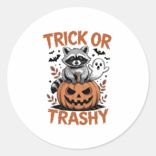Feral Halloween Trick or Trashy Classic Round Sticker