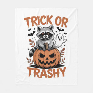 Feral Halloween Trick or Trashy Fleece Blanket