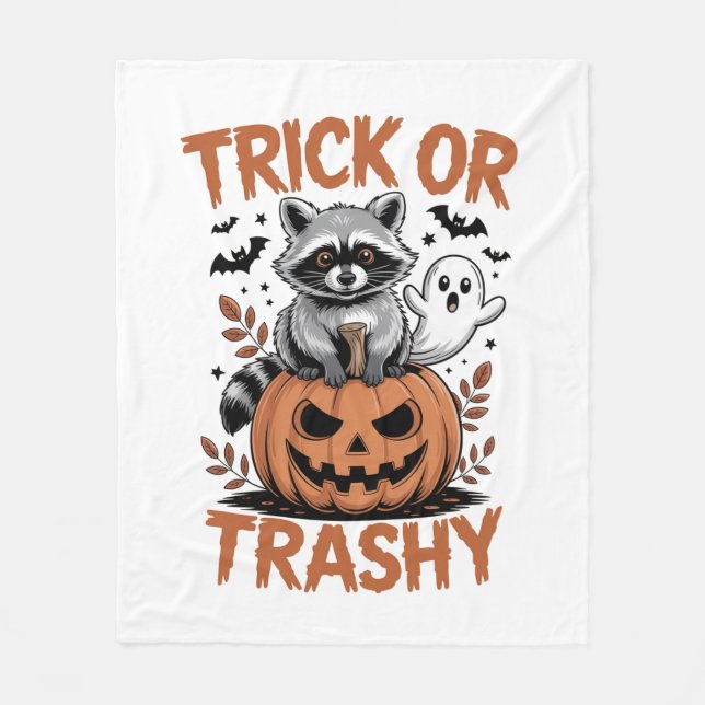 Feral Halloween Trick or Trashy Fleece Blanket (Front)