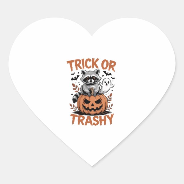 Feral Halloween Trick or Trashy Heart Sticker (Front)