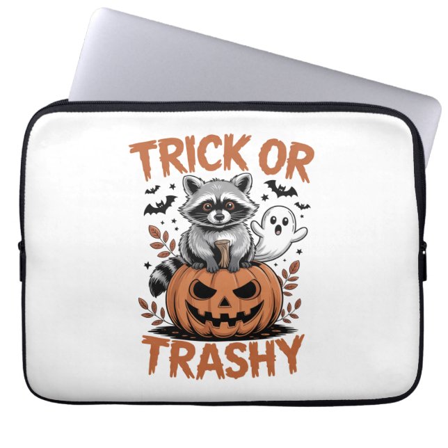 Feral Halloween Trick or Trashy Laptop Sleeve (Front)