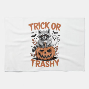 Feral Halloween Trick or Trashy Tea Towel